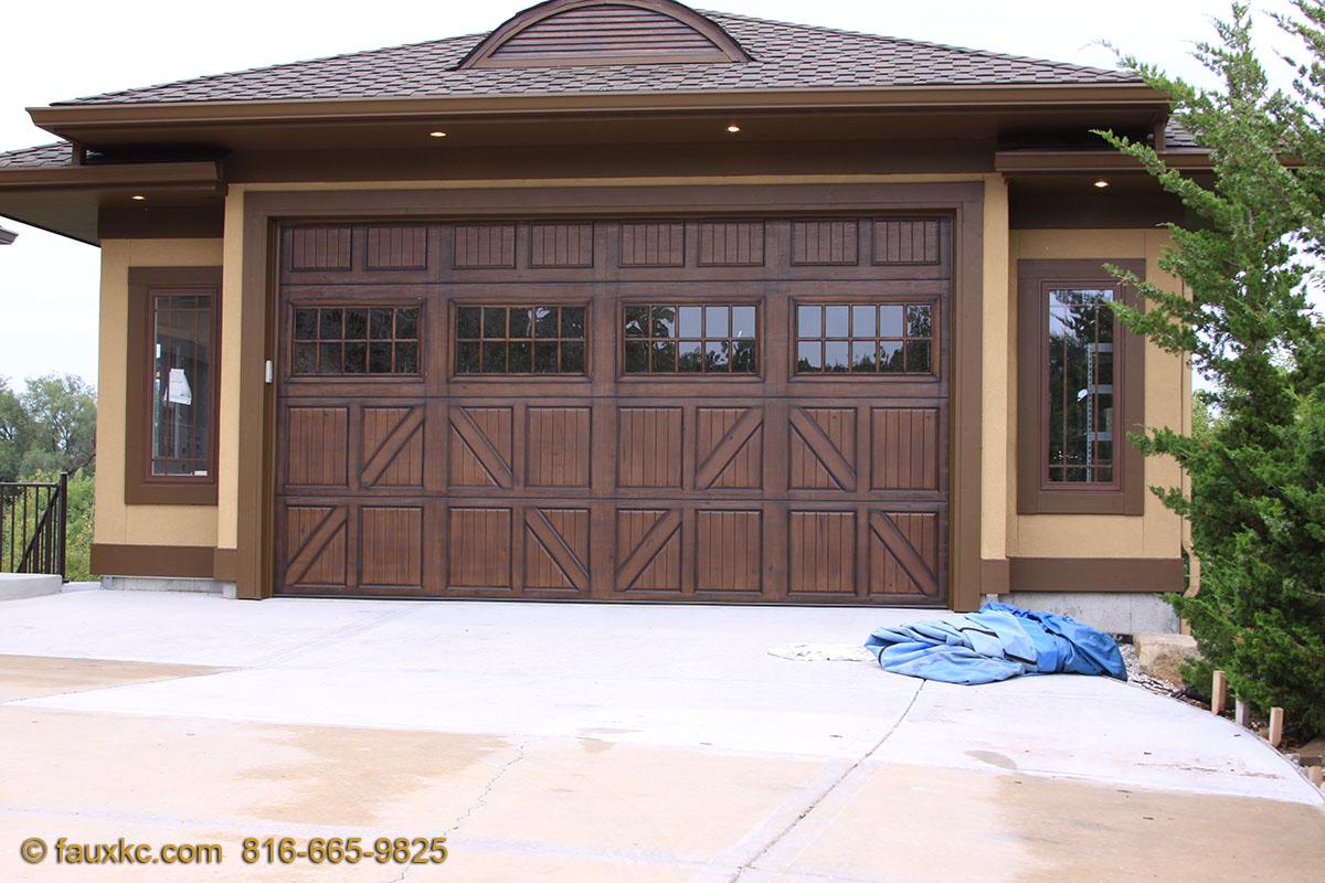 Wood faux finish metal garage doors 45 FauxKC
